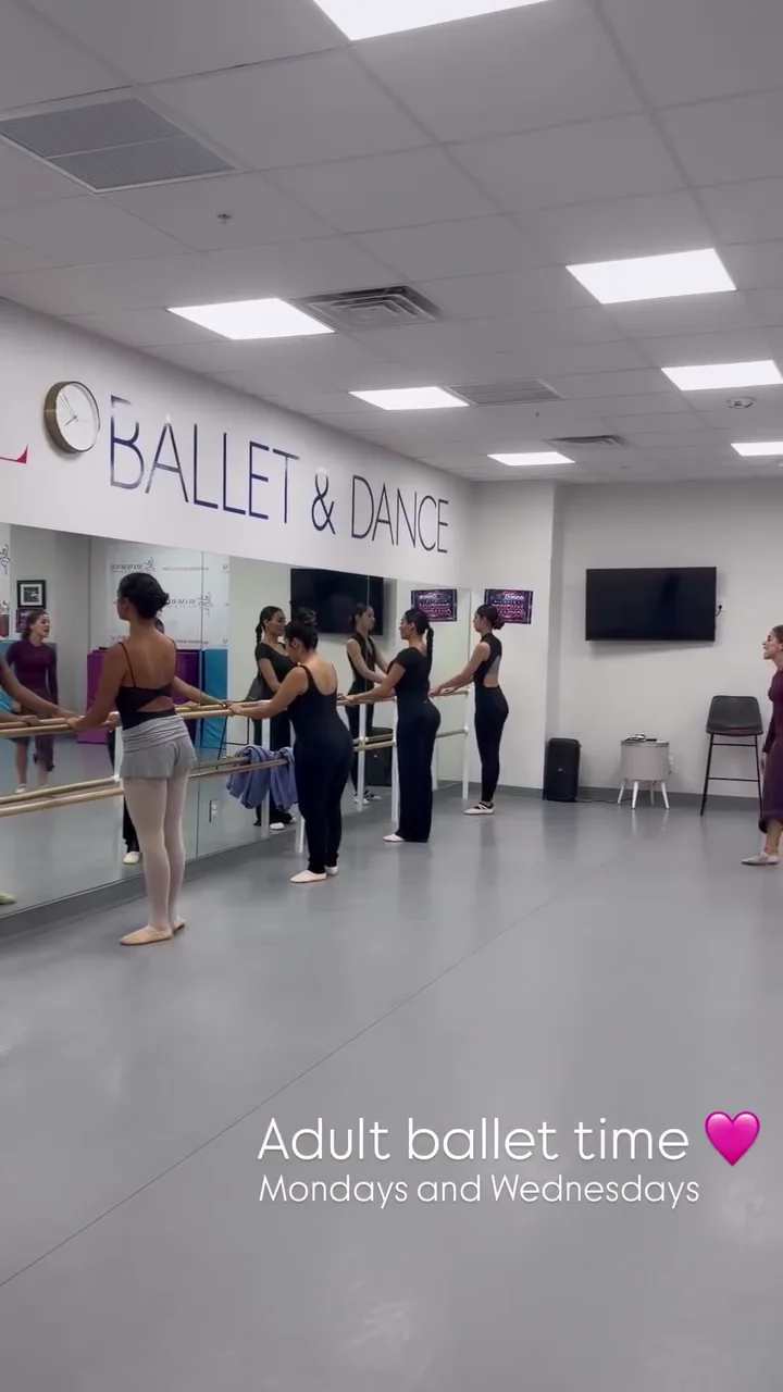 Adult ballet students at the barre in Miami Royal Ballet's Coral Gables studio